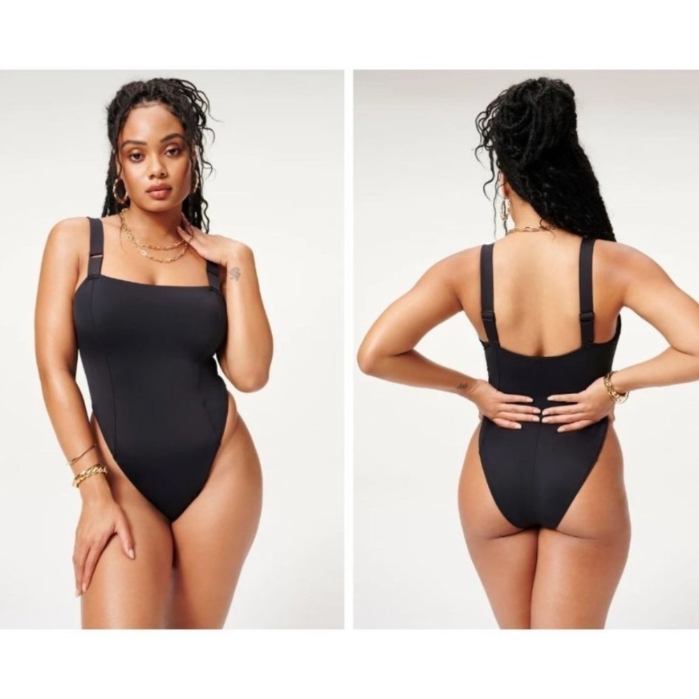 New! Good American Contour One Piece Swimsuit black nwt 18330